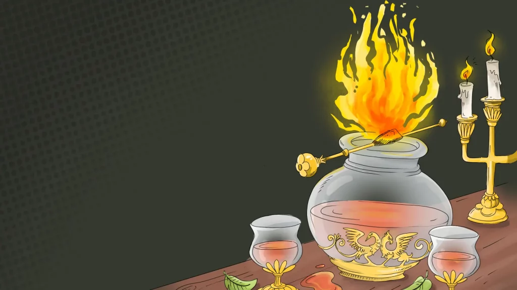 Die Grafik zeigt eine Feuerzangenbowle